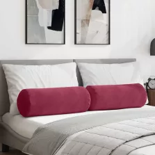   vidaXL Hengerpárnák 2 pcs Bordó Ø 25 x 70 cm Bársonyos szövet