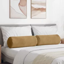   vidaXL Hengerpárnák 2 pcs Barna Ø 25 x 70 cm Bársonyos szövet