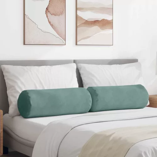 vidaXL Hengerpárnák 2 pcs Tengeri Zöld Ø 25 x 70 cm Bársonyos szövet
