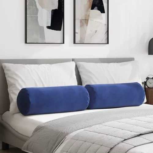vidaXL Hengerpárnák 2 pcs Rendőrségi kék Ø 25 x 70 cm Bársonyos szövet
