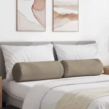   vidaXL Hengerpárnák 2 pcs Tópszínű Ø 25 x 70 cm Mikroszálas Szövet