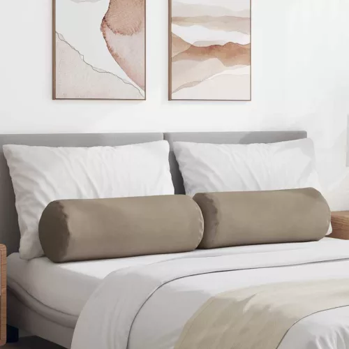 vidaXL Hengerpárnák 2 pcs Tópszínű Ø 25 x 70 cm Mikroszálas Szövet
