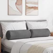   vidaXL Hengerpárnák 2 pcs Sötétszürke Ø 25 x 70 cm Mikroszálas Szövet