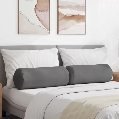 vidaXL Hengerpárnák 2 pcs Sötétszürke Ø 25 x 70 cm Mikroszálas Szövet