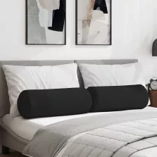   vidaXL Hengerpárnák 2 pcs Fekete Ø 25 x 70 cm Mikroszálas Szövet