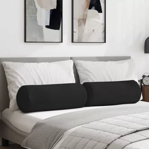 vidaXL Hengerpárnák 2 pcs Fekete Ø 25 x 70 cm Mikroszálas Szövet
