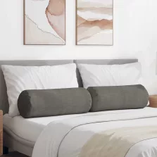   vidaXL Hengerpárnák 2 pcs Világosszürke Ø 25 x 70 cm Bársonyos szövet