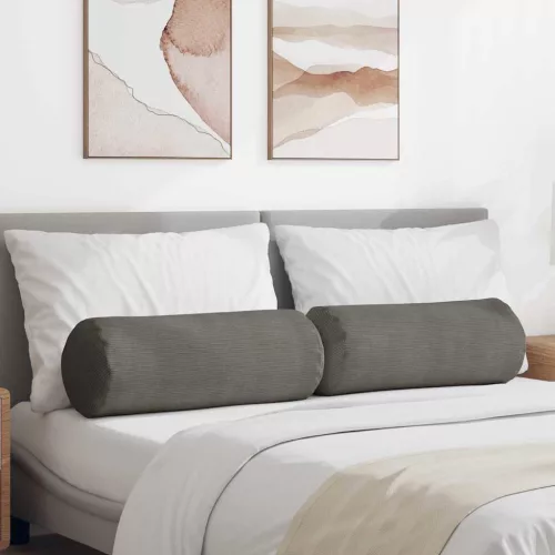 vidaXL Hengerpárnák 2 pcs Világosszürke Ø 25 x 70 cm Bársonyos szövet