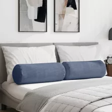   vidaXL Hengerpárnák 2 pcs Kék Ø 25 x 70 cm Bársonyos szövet