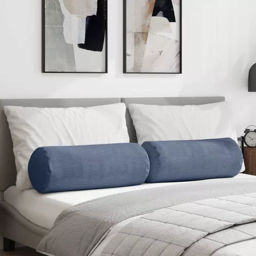 vidaXL Hengerpárnák 2 pcs Kék Ø 25 x 70 cm Bársonyos szövet