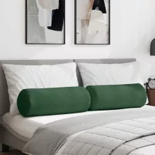   vidaXL Hengerpárnák 2 pcs Sötétzöld Ø 25 x 70 cm Bársonyos szövet