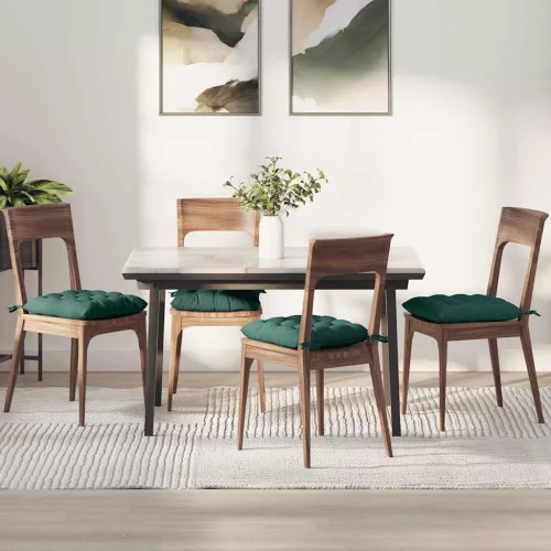 vidaXL Ülőpárnák 4 pcs Sötétzöld 40 x 40 x 6 cm szövet