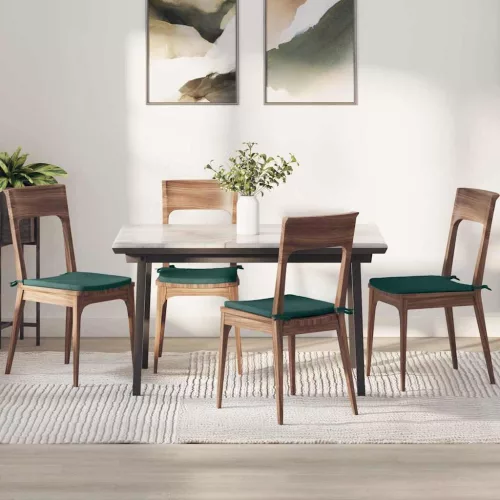 vidaXL Ülőpárnák 4 pcs Sötétzöld 40 x 40 x 3 cm szövet