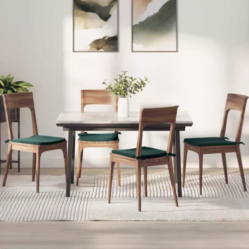 vidaXL Ülőpárnák 4 pcs Sötétzöld 40 x 40 x 3 cm Bársony