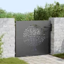 vidaXL Kerti kapu zárral Fekete 85 x 100 cm Porszórt Acél