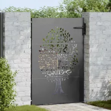   vidaXL Kerti kapu, Kert Kapu 85x75 cm Corten Acél Fa Tervezés Fekete
