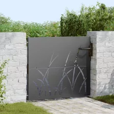 vidaXL Kerti kapu zárral Fekete 85 x 100 cm Porszórt Acél