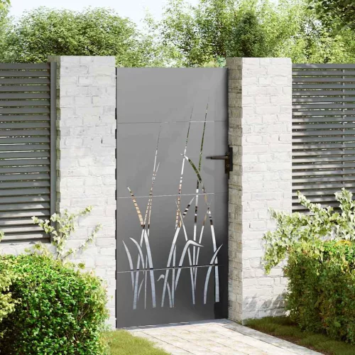 vidaXL Kerti kapu zárral Fekete 85 x 200 cm Porszórt Acél