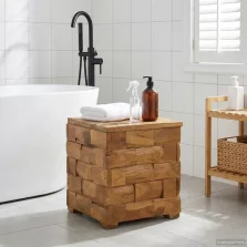   vidaXL Tároló Sztólsz tárolóval Barna 40,5 x 39,5 x 45 cm Tömör Teakfa