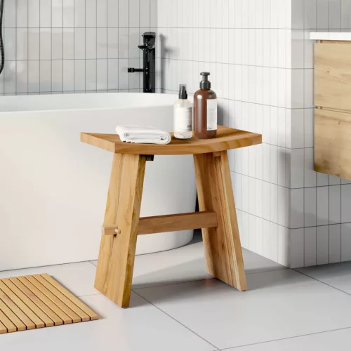 vidaXL Fürdőszobai szék Barna 50 x 29,5 x 50,5 cm Tömör Teakfa