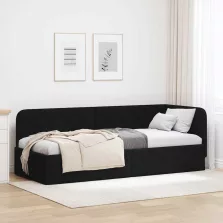   vidaXL Sarokágy keret fejtámlával Fekete 80 x 200 cm szövet