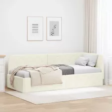   vidaXL Sarokágy keret fejtámlával Krém 80 x 200 cm Bársony