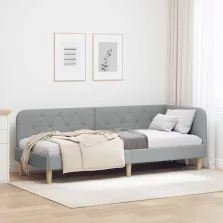   vidaXL Sarokágy keret fejtámlával Világosszürke 80 x 200 cm szövet