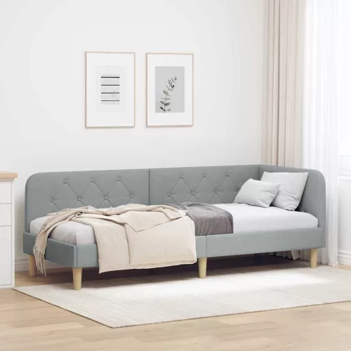 vidaXL Sarokágy keret fejtámlával Világosszürke 80 x 200 cm szövet