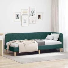   vidaXL Sarokágy keret fejtámlával Sötétzöld 80 x 200 cm szövet