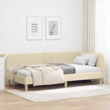   vidaXL Sarokágy keret fejtámlával Krém 90 x 200 cm szövet