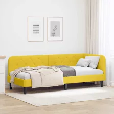   vidaXL Sarokágy keret fejtámlával Sárga 80 x 200 cm Bársony