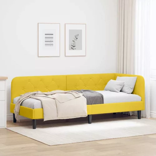 vidaXL Sarokágy keret fejtámlával Sárga 80 x 200 cm Bársony