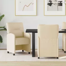   vidaXL Kerekes Étkező Székek 2 pcs Krém 57 x 67 x 95 cm szövet