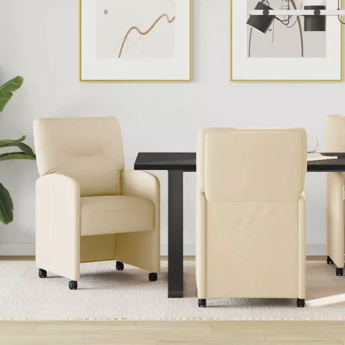 vidaXL Kerekes Étkező Székek 2 pcs Krém 57 x 67 x 95 cm szövet