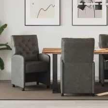   vidaXL Kerekes Étkező Székek 2 pcs Fekete 58 x 67 x 97 cm Műbőr