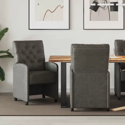 vidaXL Kerekes Étkező Székek 2 pcs Fekete 58 x 67 x 97 cm Műbőr