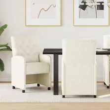   vidaXL Kerekes Étkező Székek 2 pcs Krém 58 x 67 x 97 cm Bársony