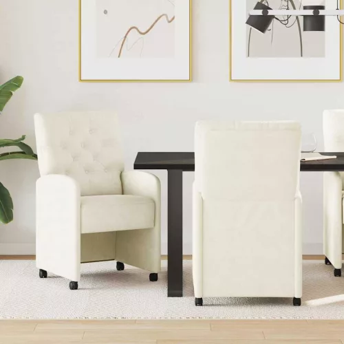 vidaXL Kerekes Étkező Székek 2 pcs Krém 58 x 67 x 97 cm Bársony