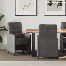   vidaXL Kerekes Étkező Székek 2 pcs Fekete 58 x 67 x 97 cm Műbőr