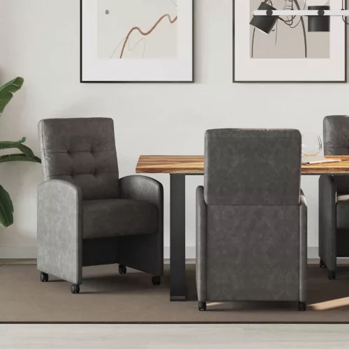 vidaXL Kerekes Étkező Székek 2 pcs Fekete 58 x 67 x 97 cm Műbőr