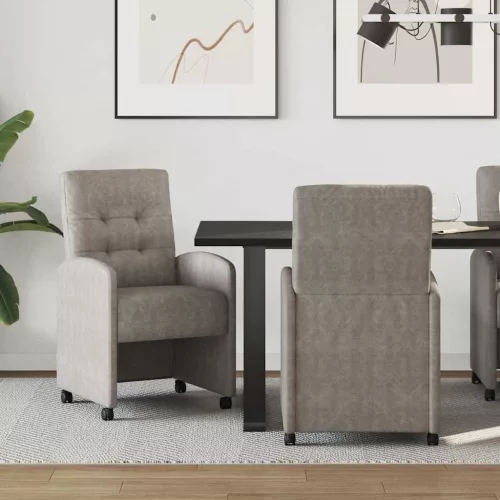 vidaXL Kerekes Étkező Székek 2 pcs Szürke 58 x 67 x 97 cm Műbőr