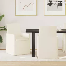   vidaXL Étkező Székek kerekekkel 2 pcs Bézs 57 x 67 x 95 cm Vászon