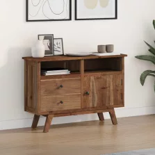   vidaXL Széf fiókkal Természetes 100 x 30 x 68 cm Tömör Teakfa