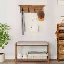   vidaXL Fali Kabáthorog Természetes 70 x 10 x 20 cm Tömör Teakfa