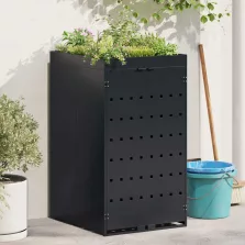  vidaXL Kukás Tároló Virágzó Tetővel Egyszemélyes 240L Kukához Fekete