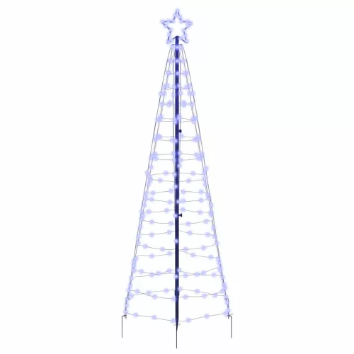 vidaXL LED Karácsonyfák talajráccsal 390 LED-del Kék 250 cm Vas