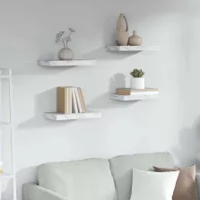   vidaXL Falpolc tárolóval 4 pcs Fehér márvány 40 x 23,5 x 4 cm Faanyag