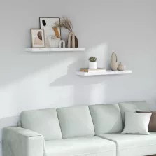   vidaXL Falpolc tárolóval 2 pcs Fehér márvány 80 x 23,5 x 4 cm Faanyag