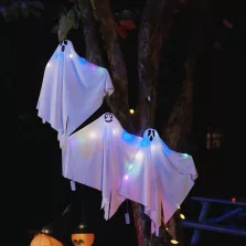   vidaXL Halloween Függő Szellem 3 LED-del 3 pcs Fehér Poliészter