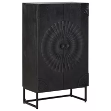   vidaXL Magasfiú Fekete 55 x 30 x 95 cm Tömör Mangófa és Műszaki Fa